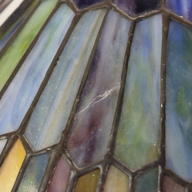 Arts & Crafts Leaded Stained Glass Table Lamp 20thC