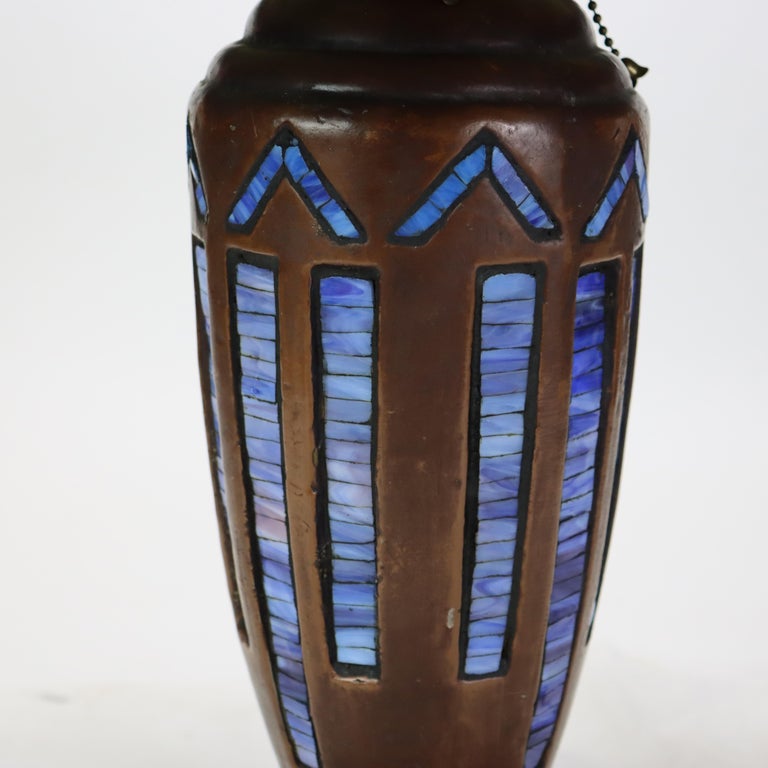 Arts & Crafts Leaded Stained Glass Table Lamp 20thC