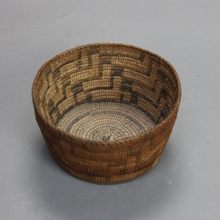 Antique Southwest Native American Indian Navajo Woven Reed Basket C1900