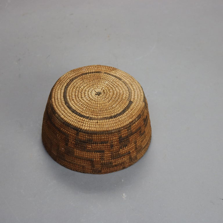Antique Southwest Native American Indian Navajo Woven Reed Basket C1900