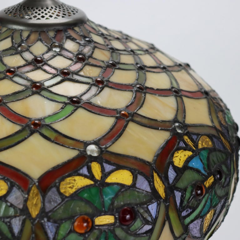Arts & Crafts Leaded Stained Glass Table Lamp 20thC