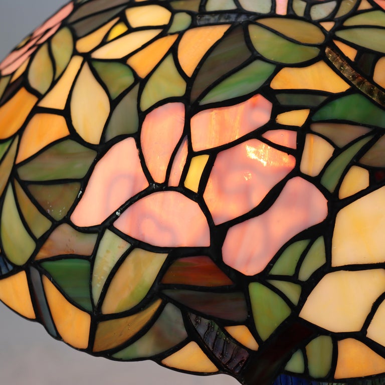 Arts & Crafts Leaded Stained Glass Table Lamp 20thC