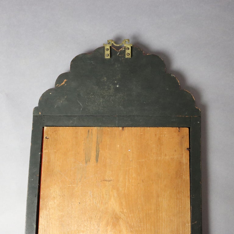 Antique Asian Chinoiserie Decorated Carved in Relief & Polychromed Mirror 20th C
