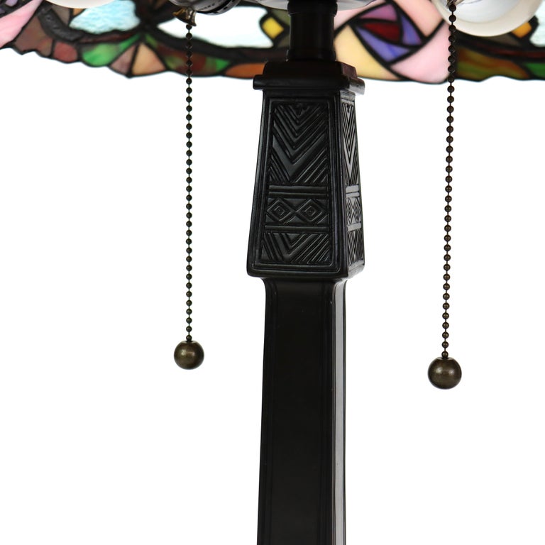 Arts & Crafts Leaded Stained Glass Table Lamp 20thC