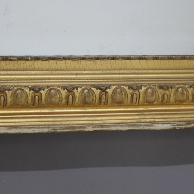 Large American Empire First Finish Giltwood Triptych Over Mantle Mirror 19thC