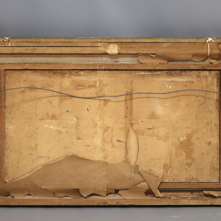 Large American Empire First Finish Giltwood Triptych Over Mantle Mirror 19thC