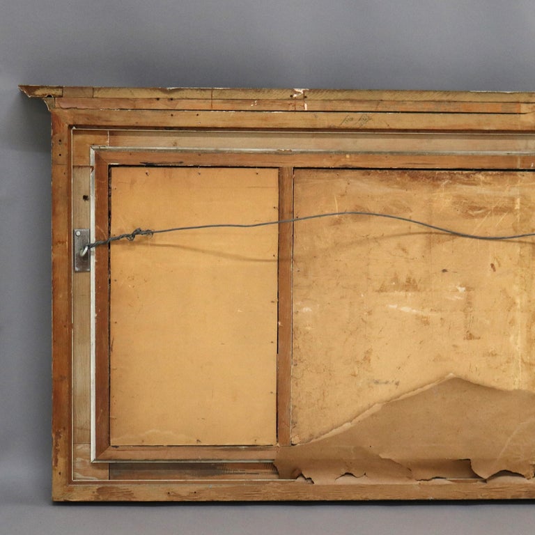 Large American Empire First Finish Giltwood Triptych Over Mantle Mirror 19thC
