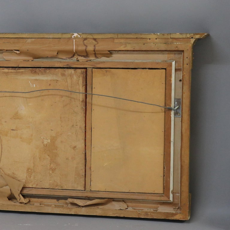 Large American Empire First Finish Giltwood Triptych Over Mantle Mirror 19thC