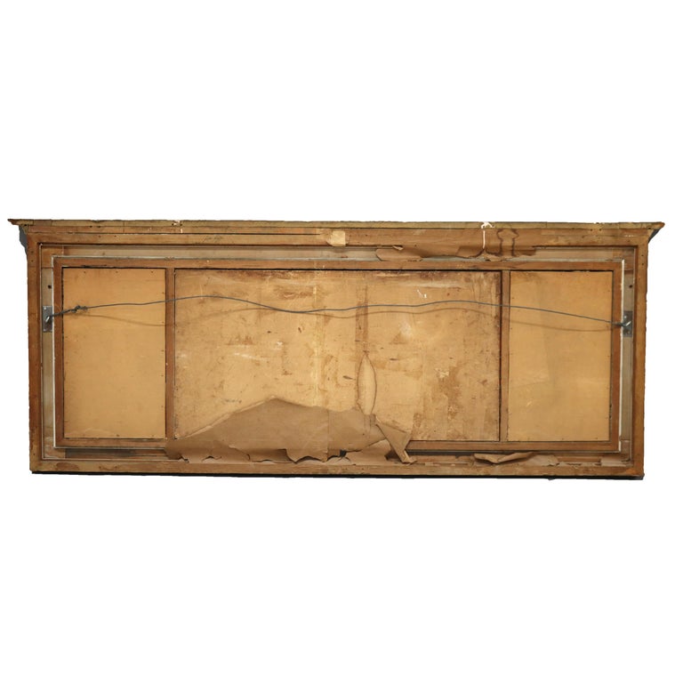 Large American Empire First Finish Giltwood Triptych Over Mantle Mirror 19thC