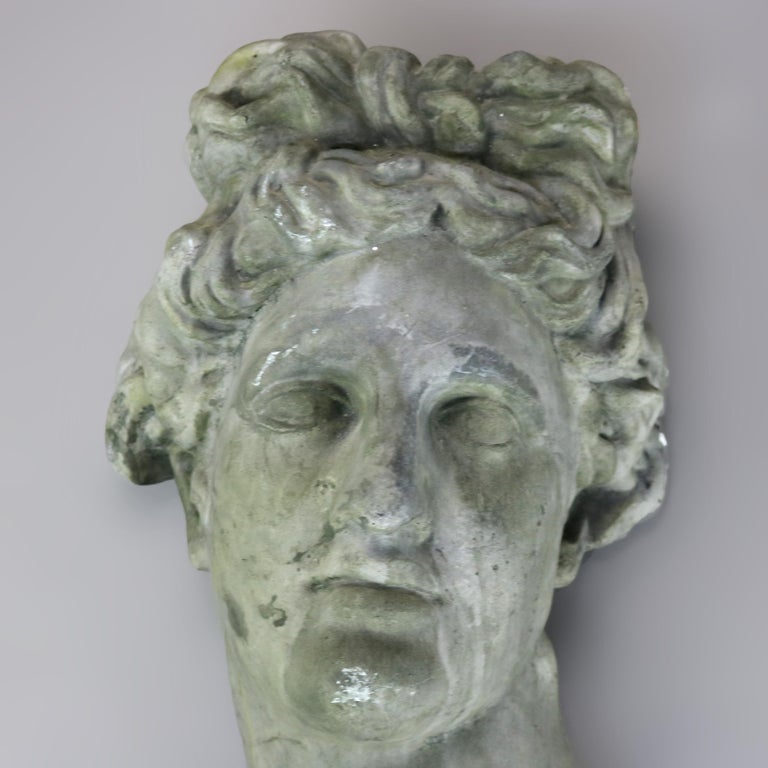Vintage Classical Plaster Wall Sculpture, Head of Michelangelo's David C1930