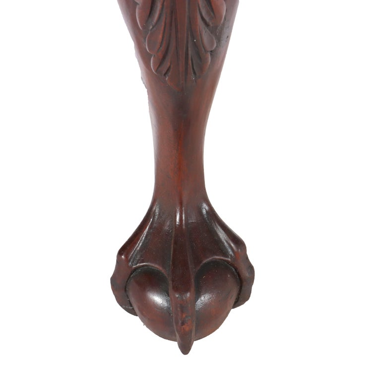 Antique Chippendale Low Boy with Carved Shell & Floral Mahogany C1920