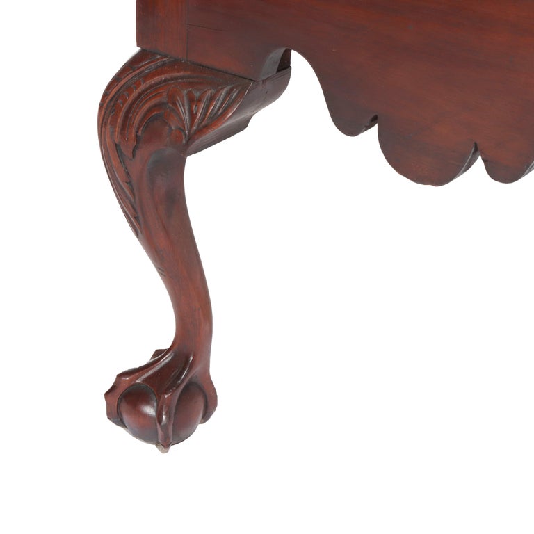 Antique Chippendale Low Boy with Carved Shell & Floral Mahogany C1920