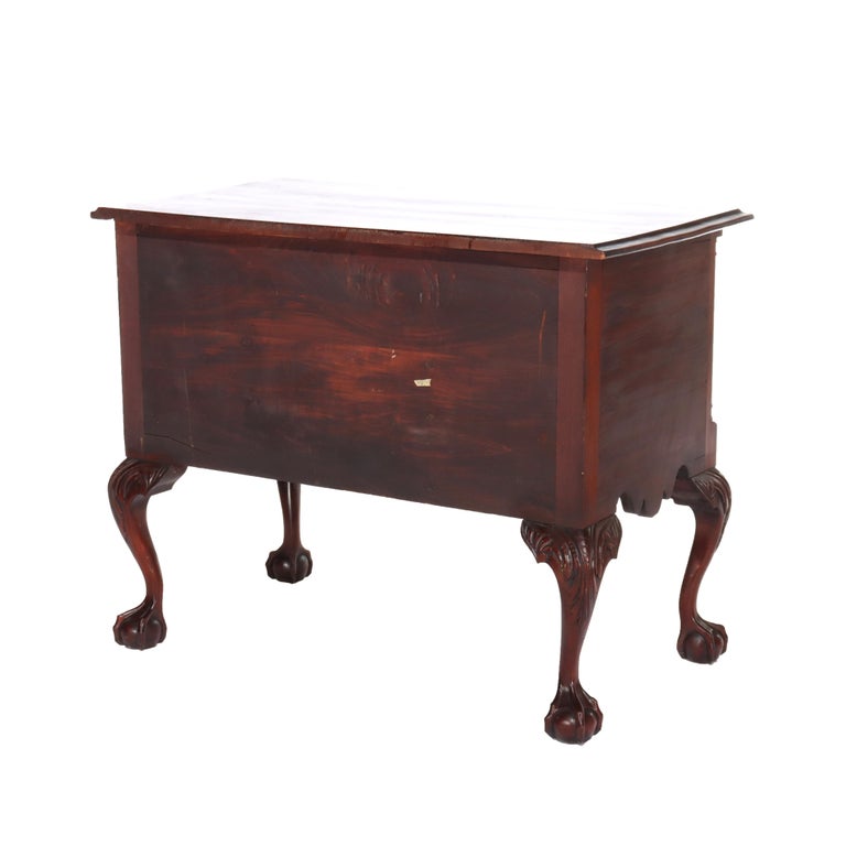 Antique Chippendale Low Boy with Carved Shell & Floral Mahogany C1920