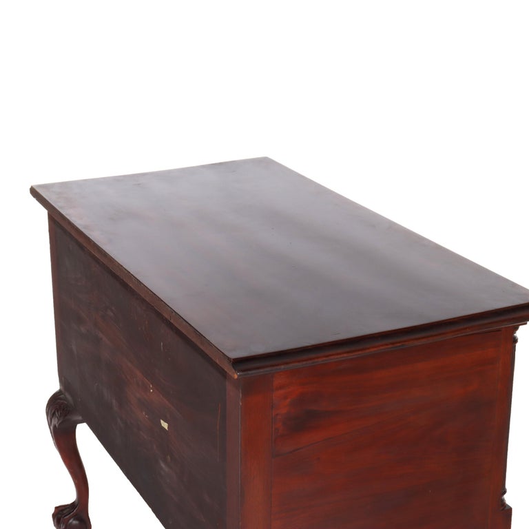 Antique Chippendale Low Boy with Carved Shell & Floral Mahogany C1920