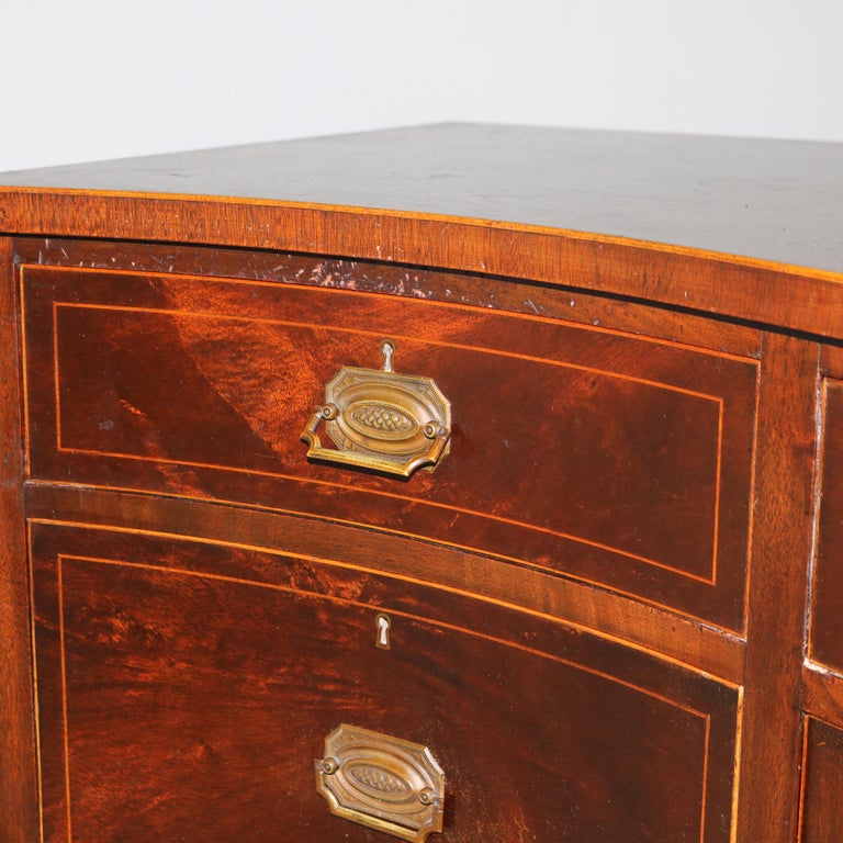 Antique Hepplewhite Flame Mahogany & Satinwood Inlaid & Banded Sideboard C1920