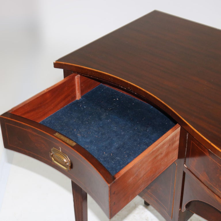 Antique Hepplewhite Flame Mahogany & Satinwood Inlaid & Banded Sideboard C1920
