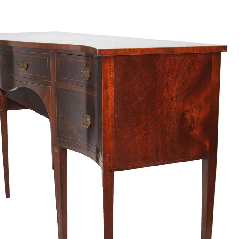 Antique Hepplewhite Flame Mahogany & Satinwood Inlaid & Banded Sideboard C1920