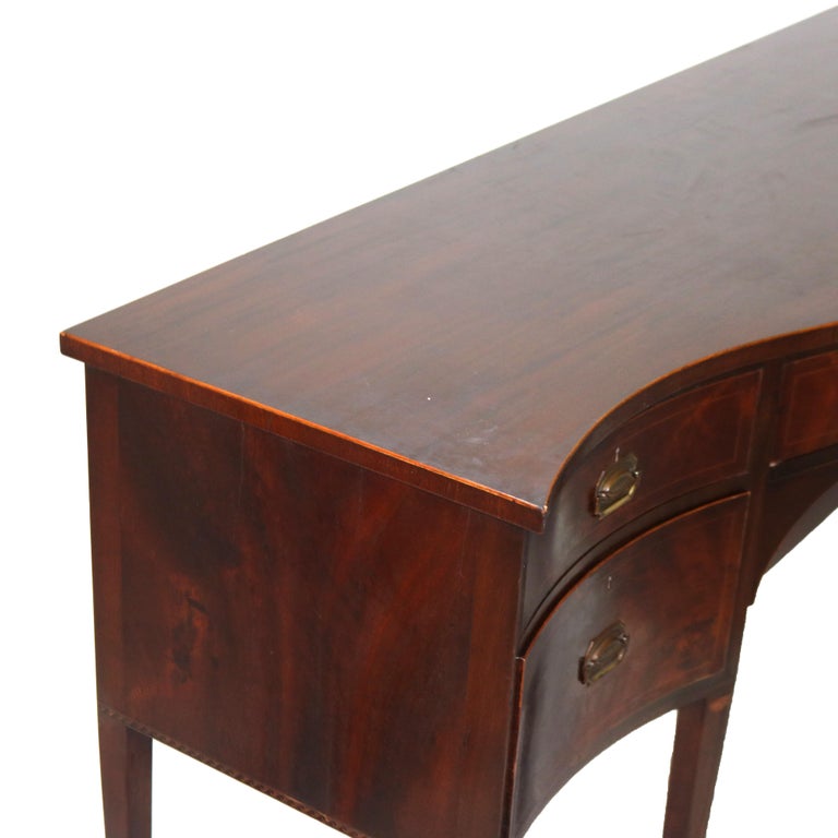 Antique Hepplewhite Flame Mahogany & Satinwood Inlaid & Banded Sideboard C1920