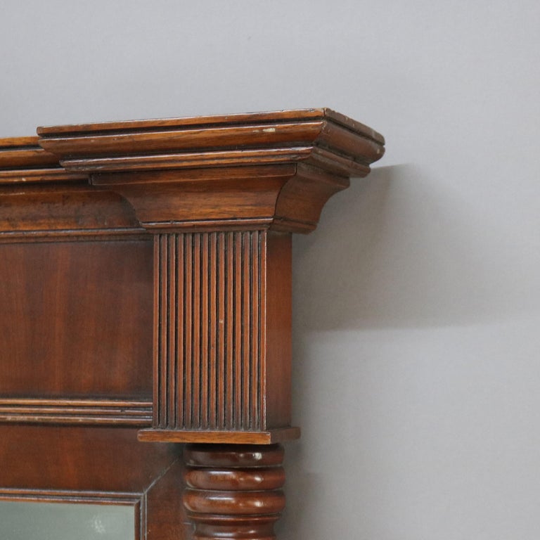 American Empire Federal Foliate Carved Mahogany Trumeau Wall Mirror C1835
