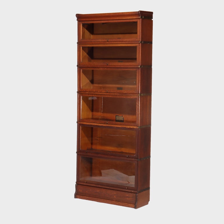 Antique Globe Wernicke Arts & Crafts Oak Six Stack Barrister Bookcase C1920