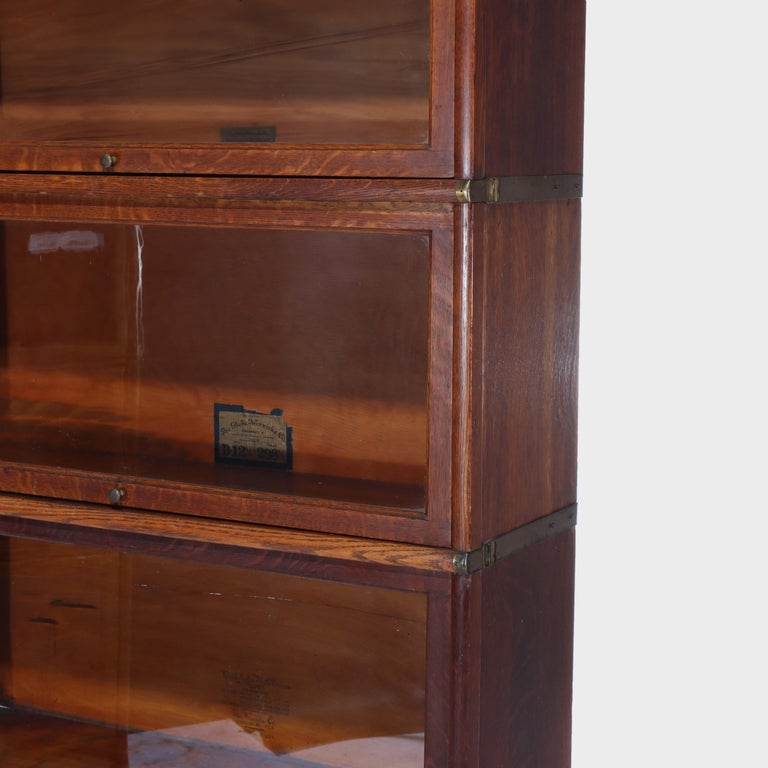 Antique Globe Wernicke Arts & Crafts Oak Six Stack Barrister Bookcase C1920