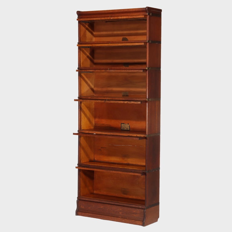 Antique Globe Wernicke Arts & Crafts Oak Six Stack Barrister Bookcase C1920