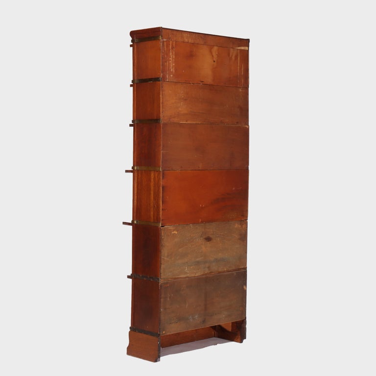 Antique Globe Wernicke Arts & Crafts Oak Six Stack Barrister Bookcase C1920