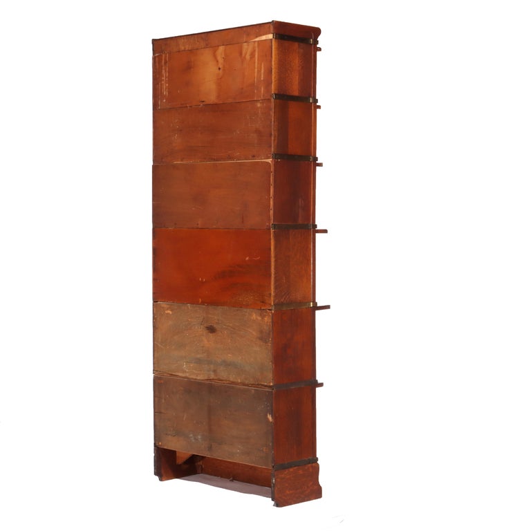 Antique Globe Wernicke Arts & Crafts Oak Six Stack Barrister Bookcase C1920