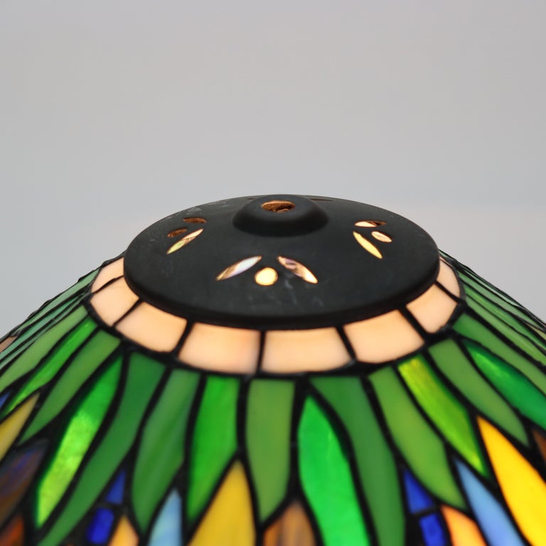 Tiffany Style Leaded Glass Table Lamp with Dragonfly Pattern 20thC