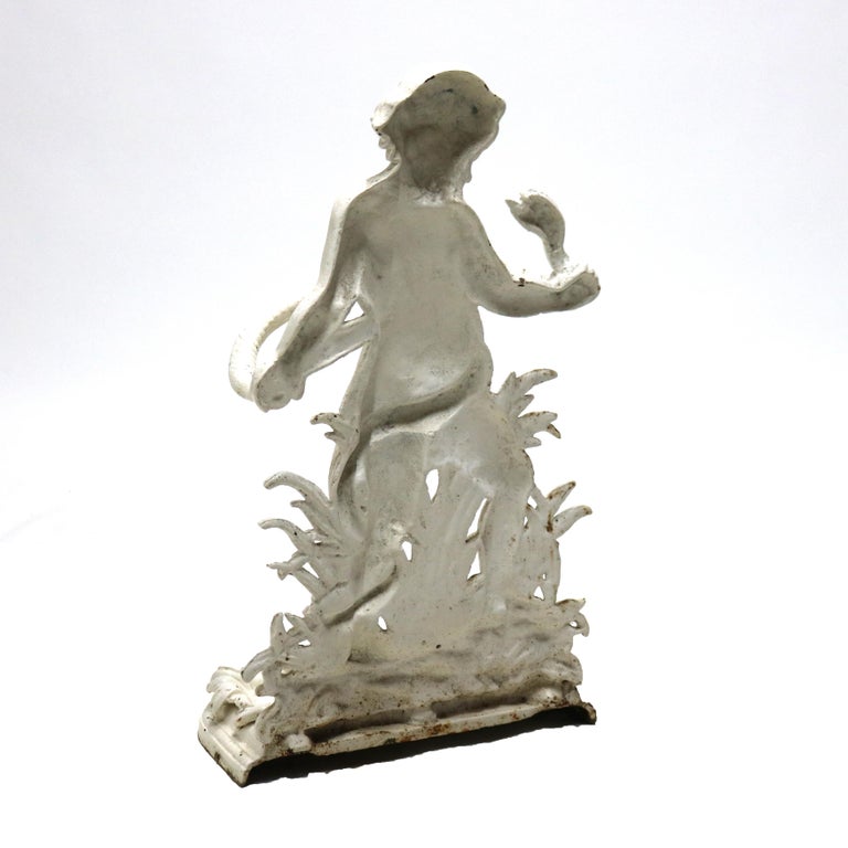 Antique Classical Figural Cherub & Snake Painted Wrought Iron Umbrella Stand