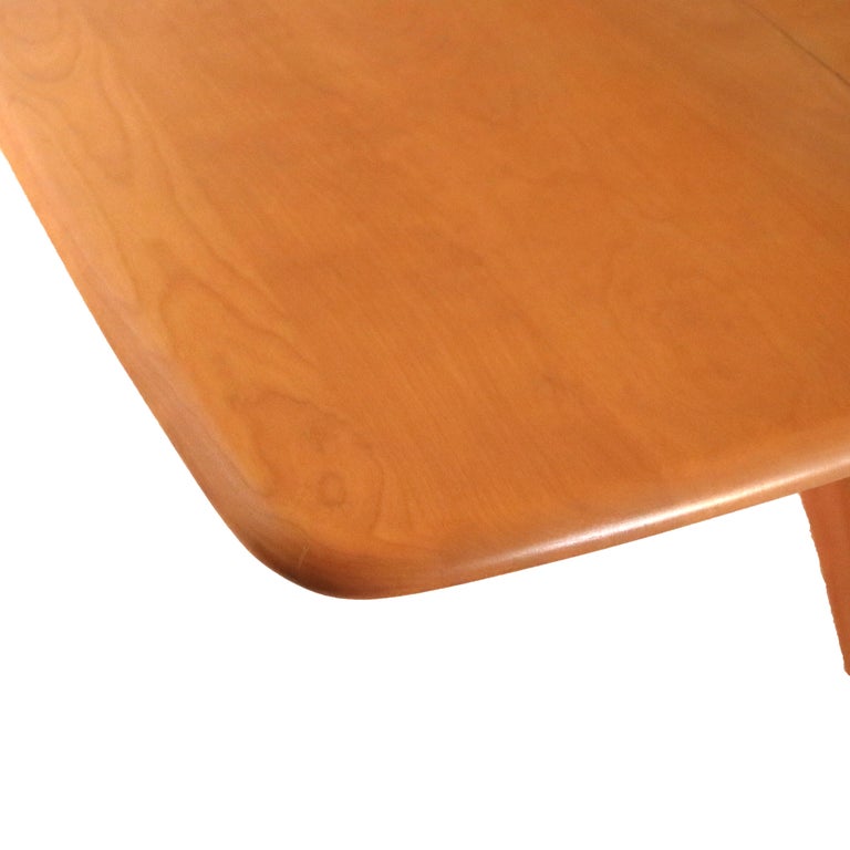 Vintage Heywood Wakefield Champagne Finish Birch Wishbone Drop Leaf Table C1950