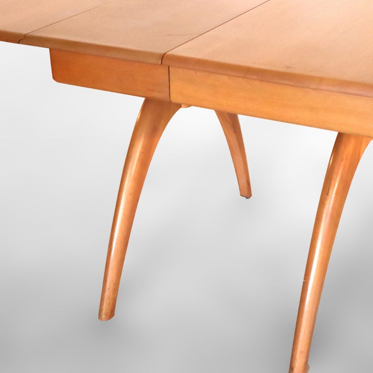 Vintage Heywood Wakefield Champagne Finish Birch Wishbone Drop Leaf Table C1950