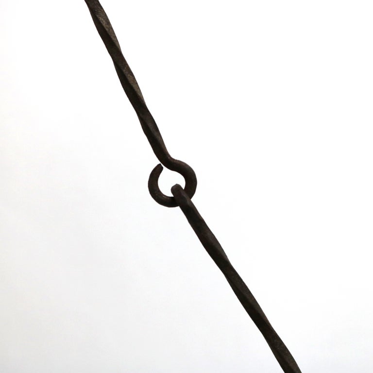 Antique 18thC Gothic Wrought Iron Hanging Circular Candelabra C1750