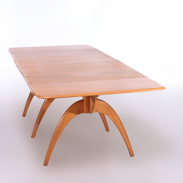 Vintage Heywood Wakefield Champagne Finish Birch Wishbone Drop Leaf Table C1950