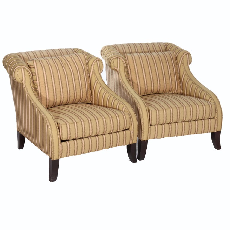Pair of Vintage Drexel Heritage Oversized Fireside Lounge Chairs 20thC
