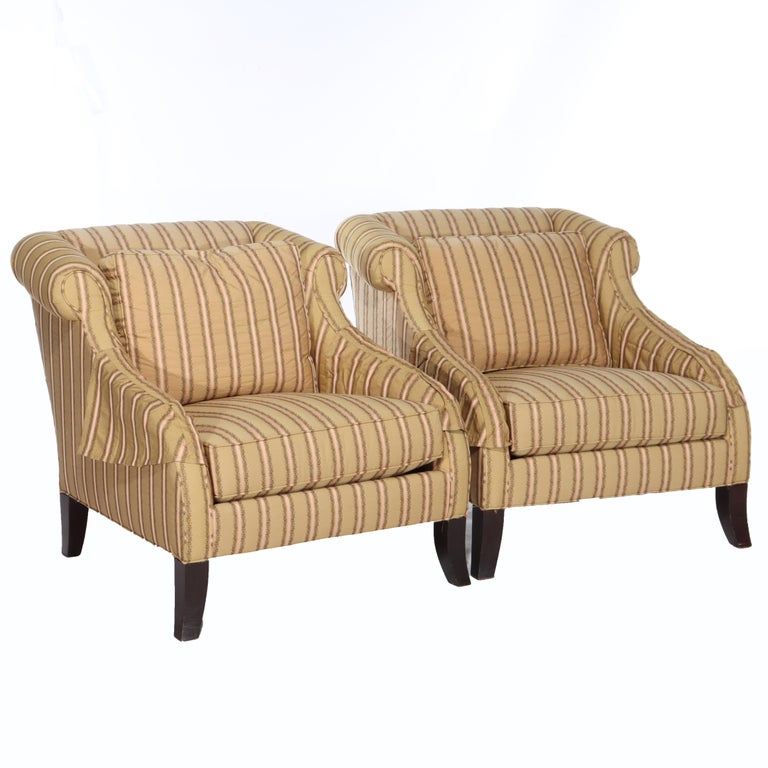 Pair of Vintage Drexel Heritage Oversized Fireside Lounge Chairs 20thC