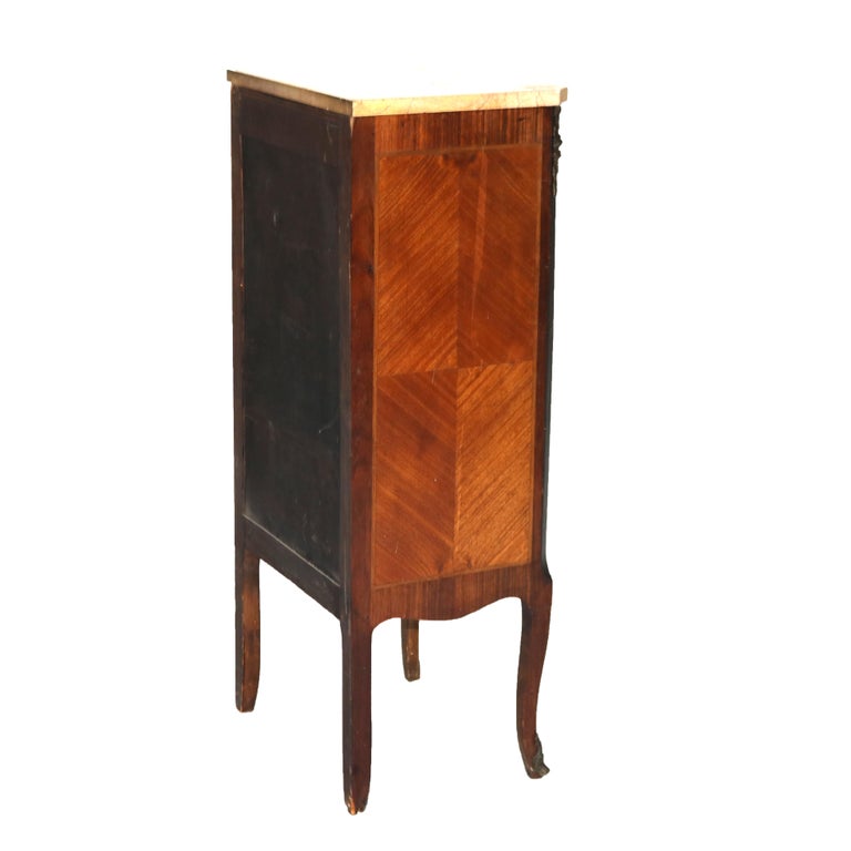 Antique Satinwood, Rosewood & Ormolu Marble Top Lingerie Chest C1900