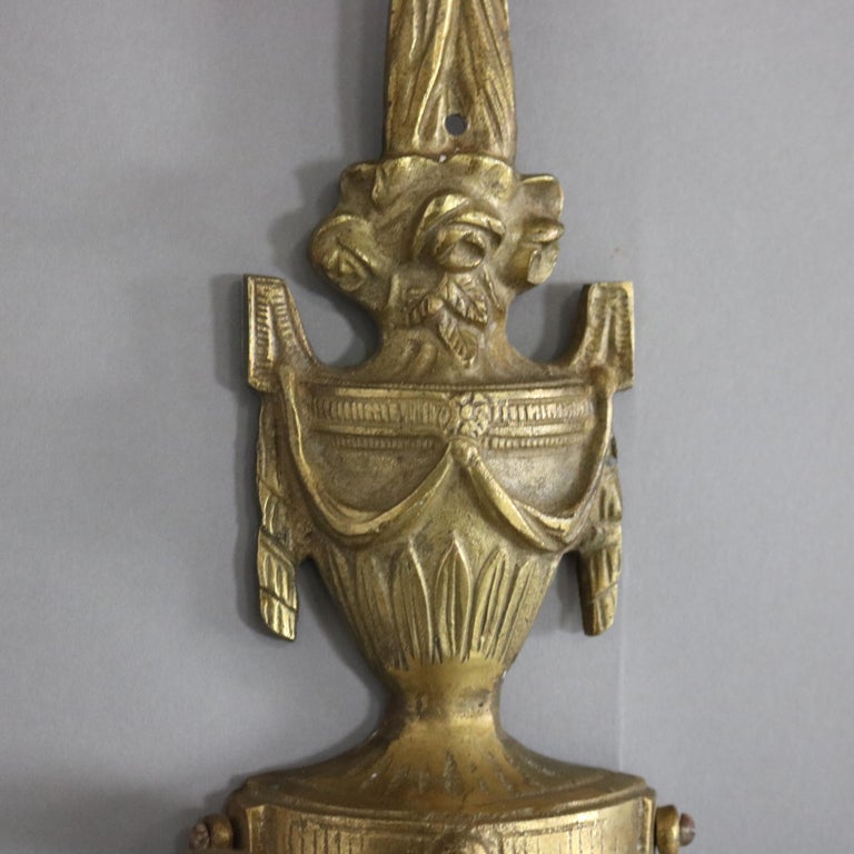 Antique Gilt Bronze Figural Three-Light Wall Sconce with Persian Mask C1920