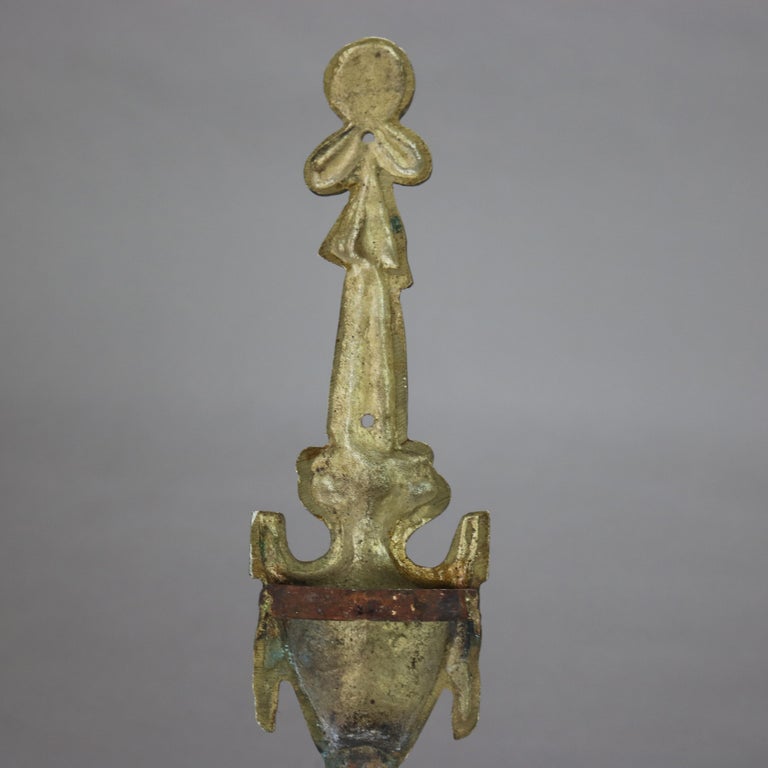 Antique Gilt Bronze Figural Three-Light Wall Sconce with Persian Mask C1920