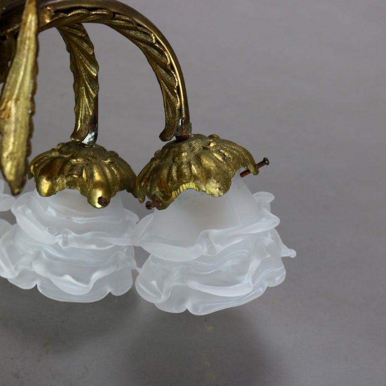 Antique Gilt Bronze Figural Three-Light Wall Sconce with Persian Mask C1920