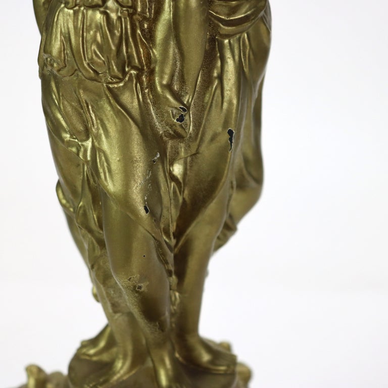 Antique Classical Three Graces Figural Gilt Table Lamp C1890