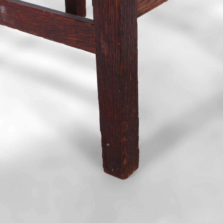 Antique Arts & Crafts Stickley Slat Back Oak Chair with Rush Seat Unsigned C1910