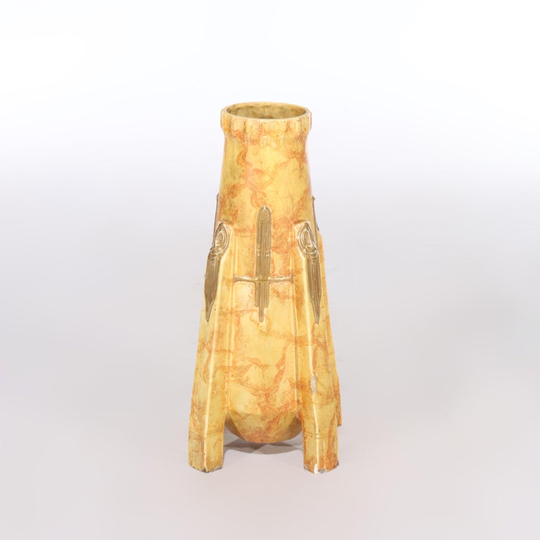 Large Antique Teplitz Amphora Partial Gilt Pottery Floor Vase C1910