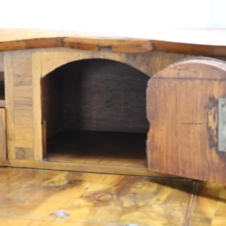 18thC Italian Florence Olive Wood, Rosewood & Burl Swell & Drop Front Desk c1770