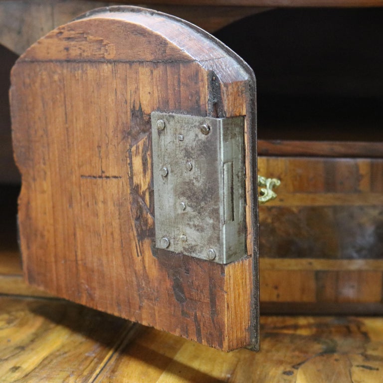 18thC Italian Florence Olive Wood, Rosewood & Burl Swell & Drop Front Desk c1770