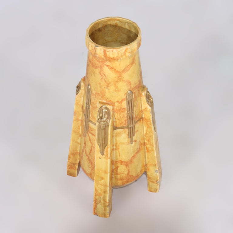 Large Antique Teplitz Amphora Partial Gilt Pottery Floor Vase C1910