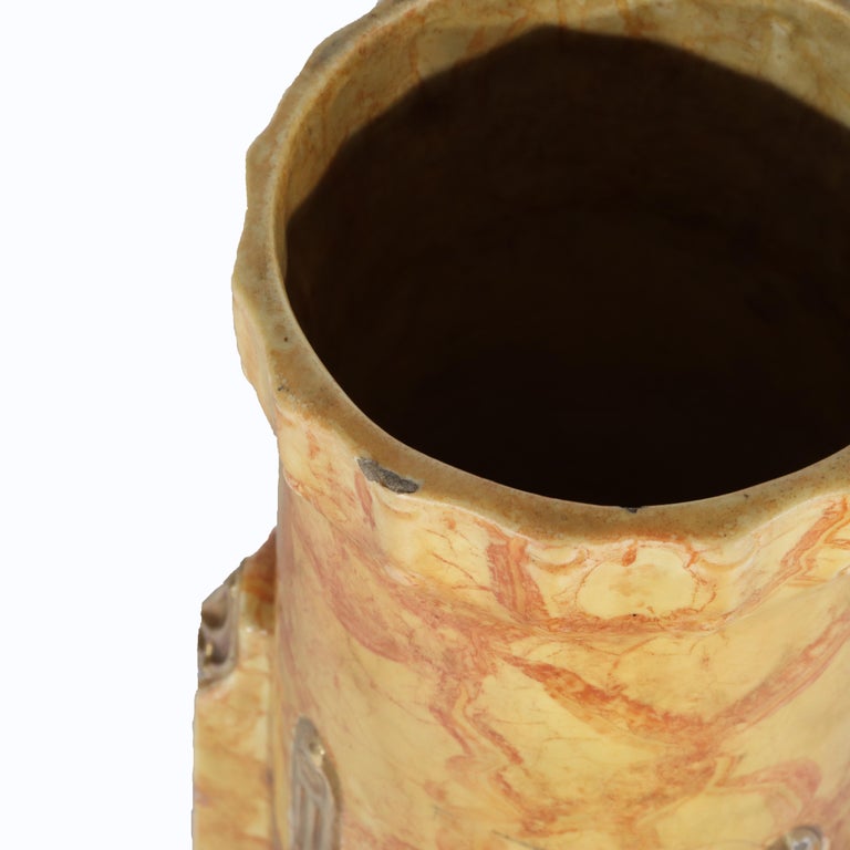 Large Antique Teplitz Amphora Partial Gilt Pottery Floor Vase C1910