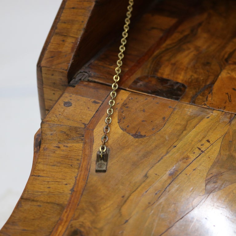 18thC Italian Florence Olive Wood, Rosewood & Burl Swell & Drop Front Desk c1770