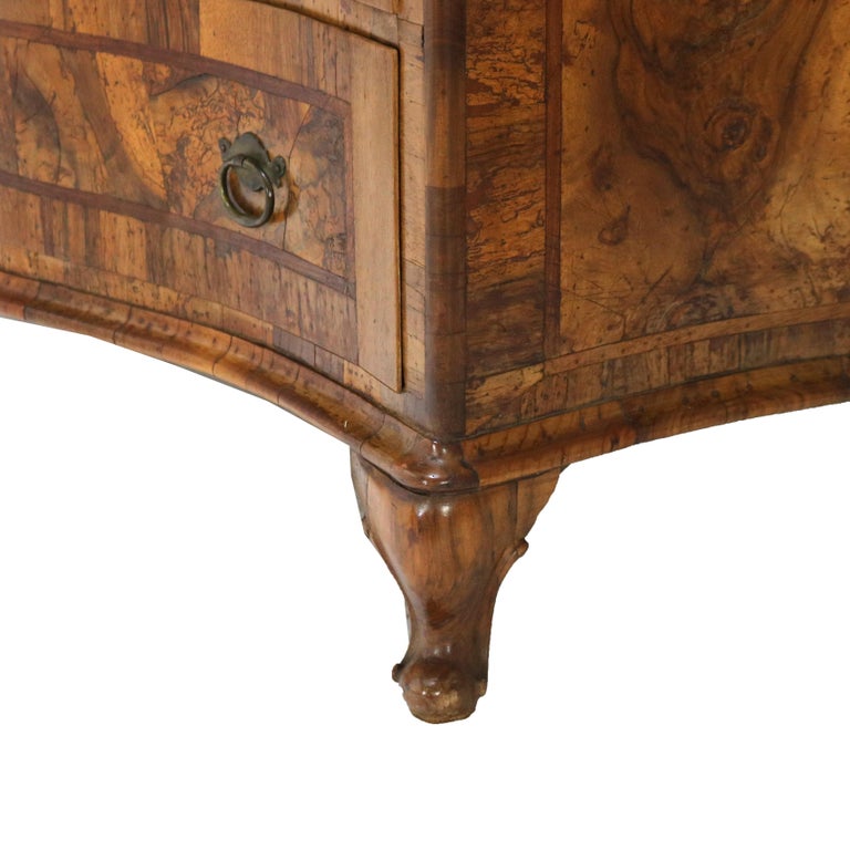 18thC Italian Florence Olive Wood, Rosewood & Burl Swell & Drop Front Desk c1770