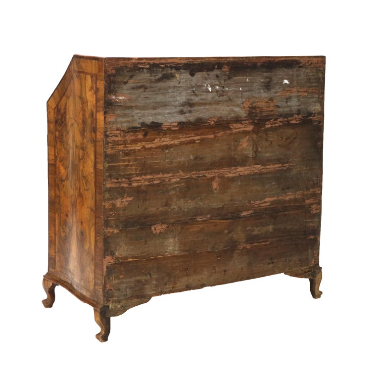18thC Italian Florence Olive Wood, Rosewood & Burl Swell & Drop Front Desk c1770